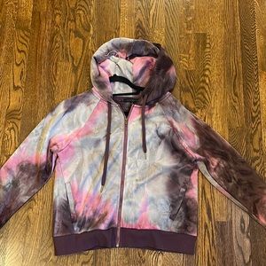 tie dye distressed zip up